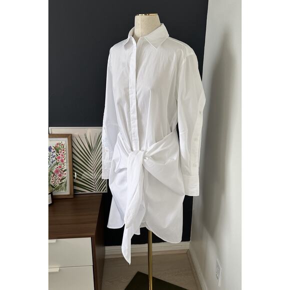 Derek Lam 10 Crosby Charlotte Cotton Waist-Tie Shirt Dress Unique Sleeve - Picture 7 of 16